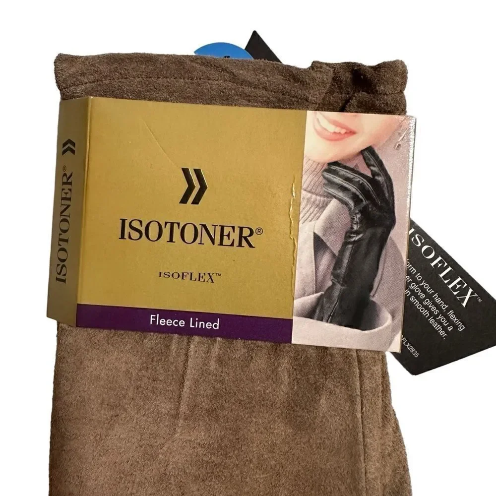 Isotoner Beige Suede Dress Gloves Fleece Lined size S/M NWT - Picture 7 of 9